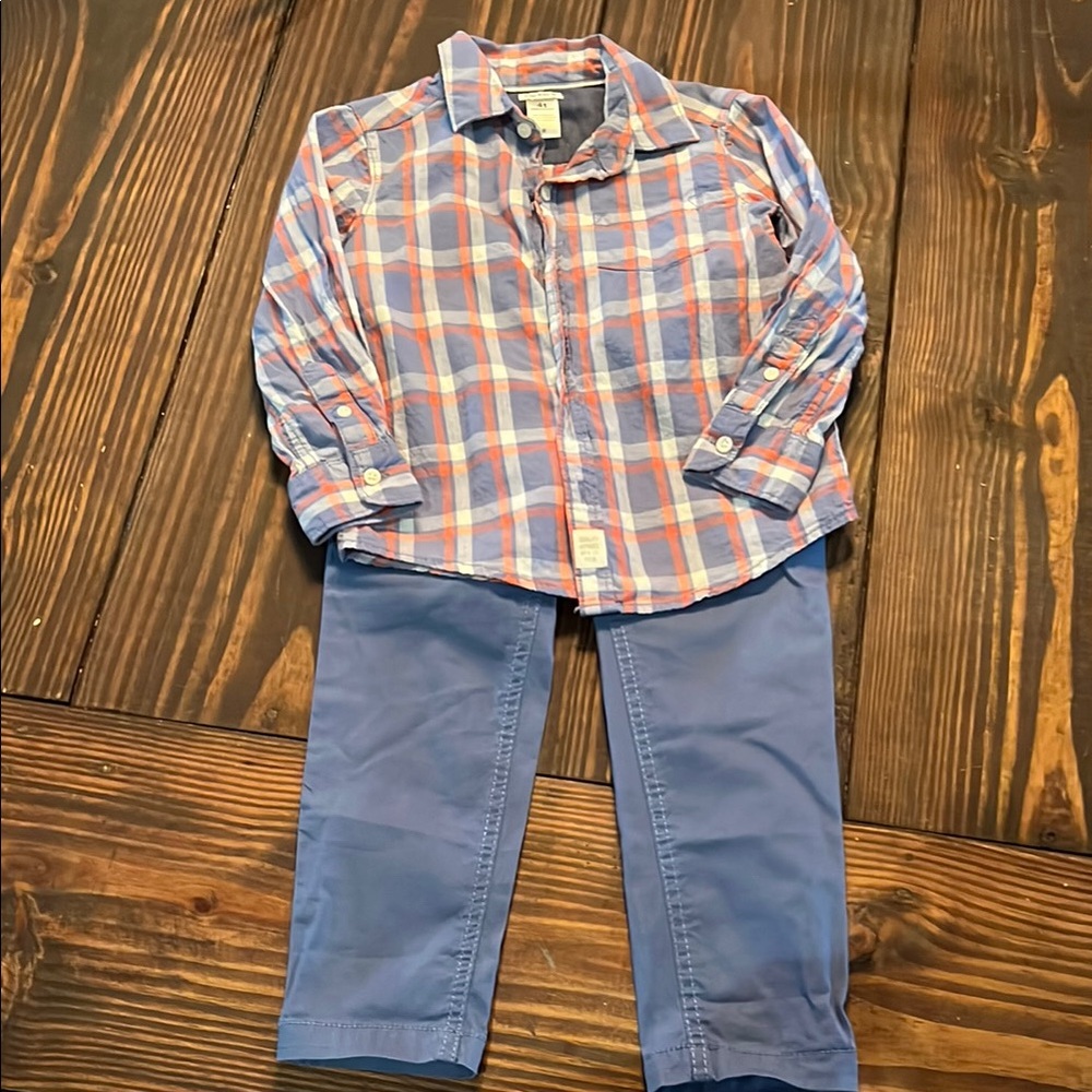 Plaid Kids Shirt and Pants Set